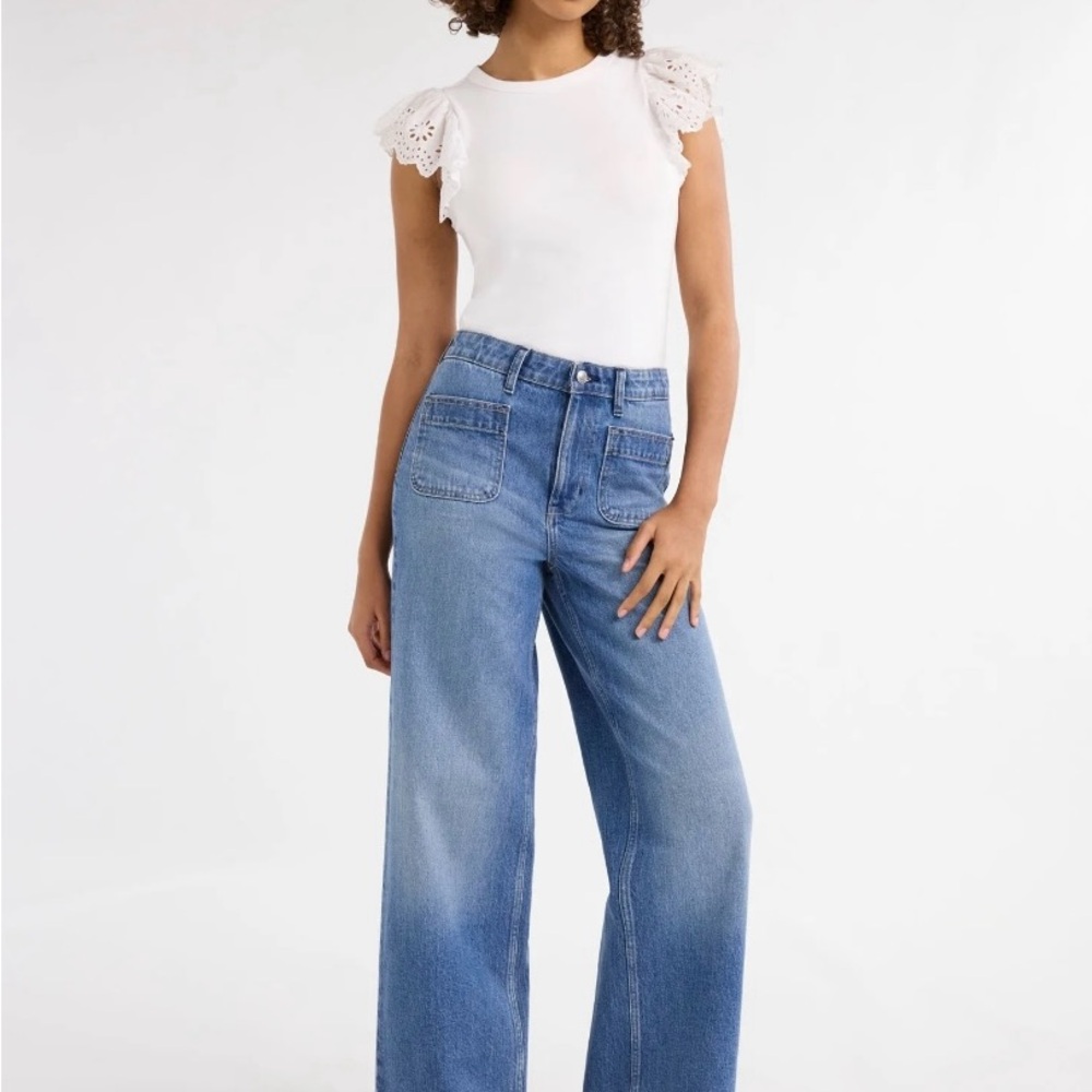 FREE ASSEMBLY WALMART  Women's Wide Leg Jeans 14 SHORT - Picture 4 of 6